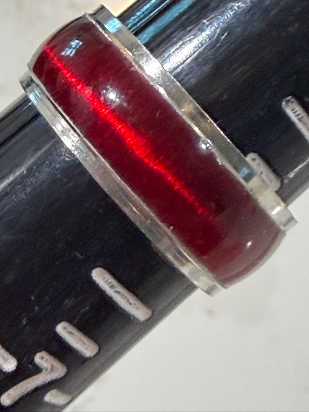 Minimalist Stainless Steel Ruby Red Inlay Comfort Fit Band Ring - Size 6